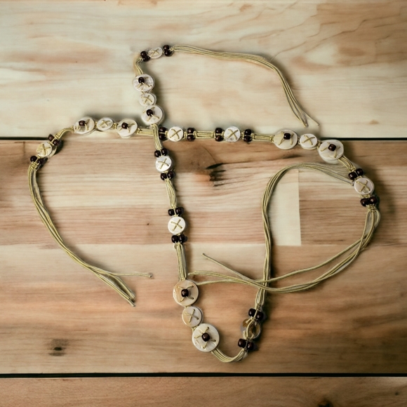 Vintage 70's-80's Shell Macrome Cord Boho Hippie Beachy Coastal Belts 28+" - Picture 11 of 11